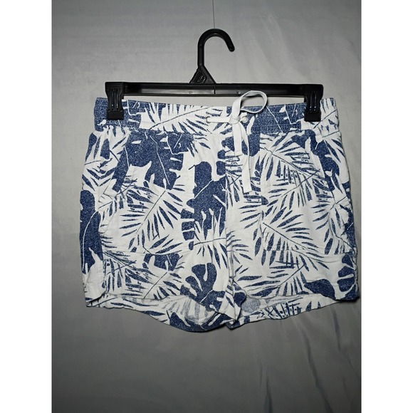 Nautica Pants - Nautica Womens Shorts S Blue Floral Linen Blend Drawstring Flat Front Casual
